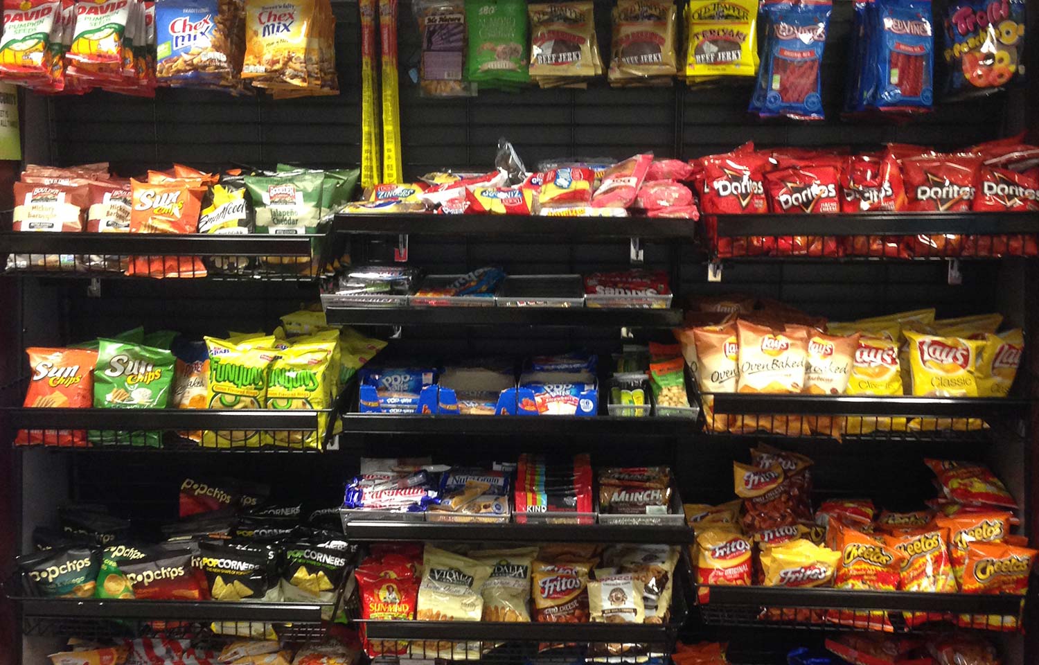 Variety of snacks in an office micro-market