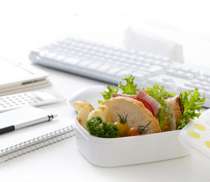 Healthy salad on an office desk
